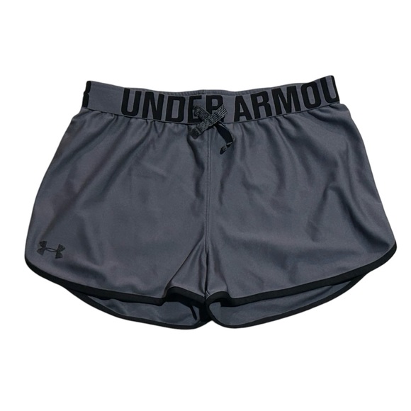 Under Armour Boy’s Athletic Shorts Gray Black Drawstring Waist Sports Sz YLG - Picture 5 of 6